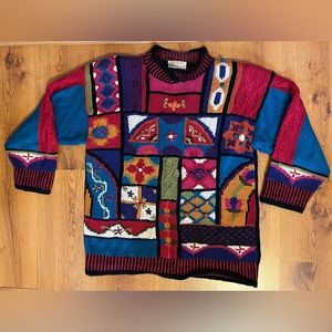 Vintage Sweater Jennifer Reed Pullover Knitted By Hand Embroidered Flowers M